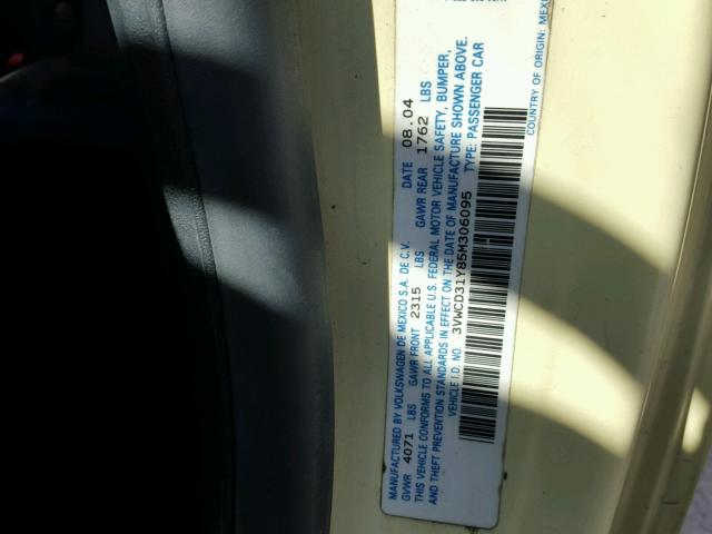 3VWCD31Y85M306095 - 2005 VOLKSWAGEN NEW BEETLE 黄色 照片 10