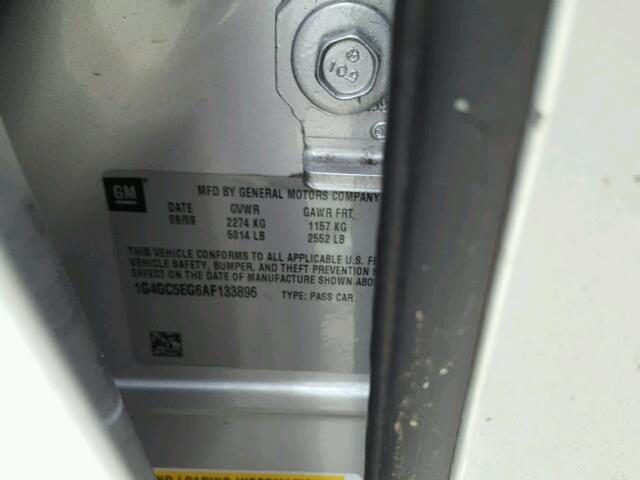 1G4GC5EG6AF133896 - 2010 BUICK LACROSSE SILVER photo 10