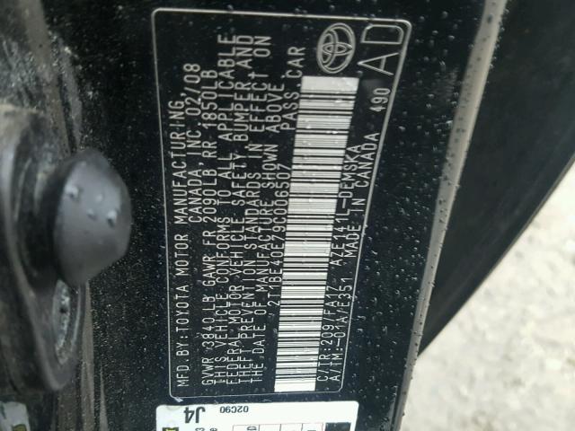 2T1BE40E79C006507 - 2009 TOYOTA COROLLA XR 黑色 照片 10