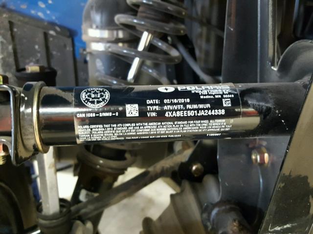 4XASEE501JA244338 - 2018 POLARIS SPORTSMAN BLUE photo 10