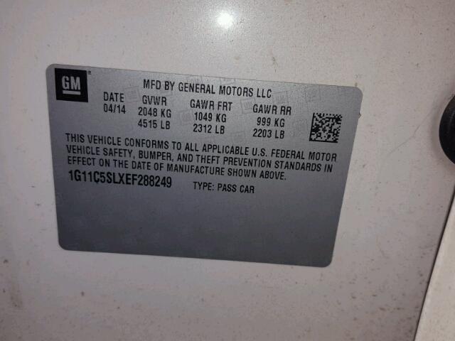 1G11C5SLXEF288249 - 2014 CHEVROLET MALIBU 1LT 奶油色 照片 10