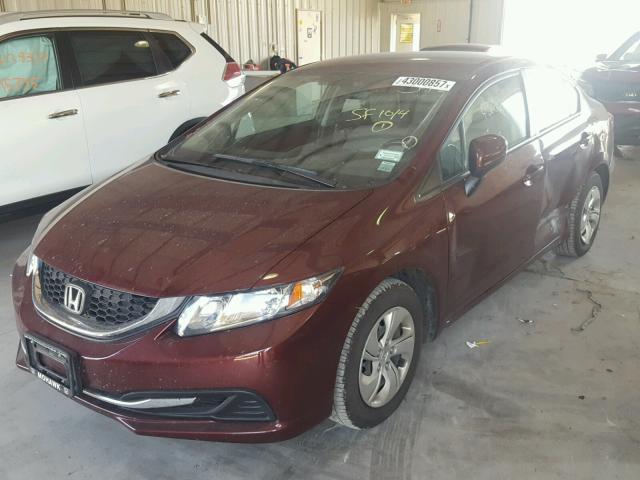 2HGFB2F56EH519917 - 2014 HONDA CIVIC LX MAROON photo 2