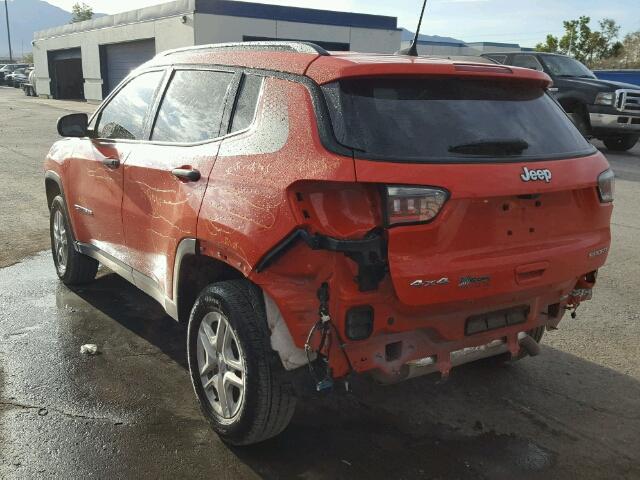 3C4NJDAB5JT178839 - 2018 JEEP COMPASS SP ORANGE photo 3