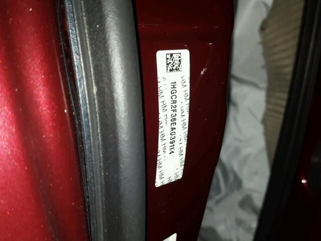 1HGCR2F36EA039114 - 2014 HONDA ACCORD MAROON photo 10