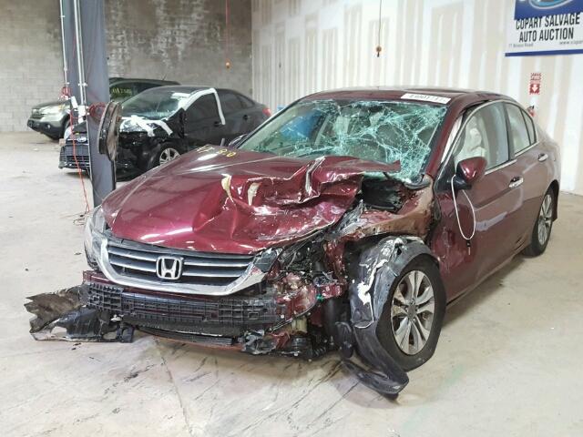 1HGCR2F36EA039114 - 2014 HONDA ACCORD MAROON photo 2