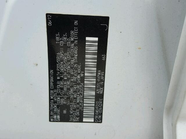 JTLZE4FE9CJ020754 - 2012 TOYOTA SCION XB WHITE photo 10