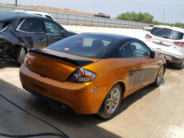 KMHHM66D17U245683 - 2007 HYUNDAI TIBURON GS ORANGE photo 4