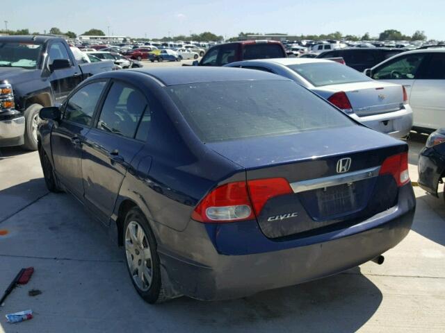 19XFA16579E002199 - 2009 HONDA CIVIC LX BLUE photo 3