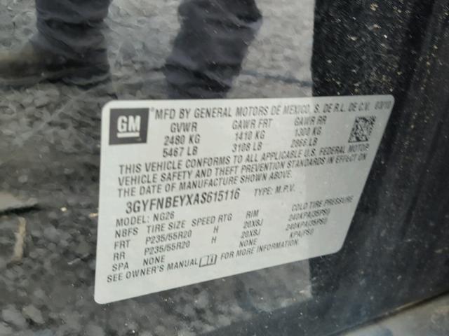 3GYFNBEYXAS615116 - 2010 CADILLAC SRX PERFOR 黑色 照片 10