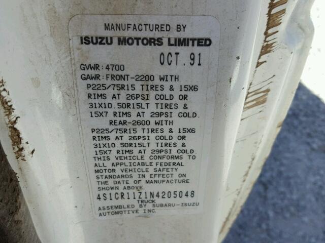 4S1CR11Z1N4205048 - 1992 ISUZU CONVENTION WHITE photo 10