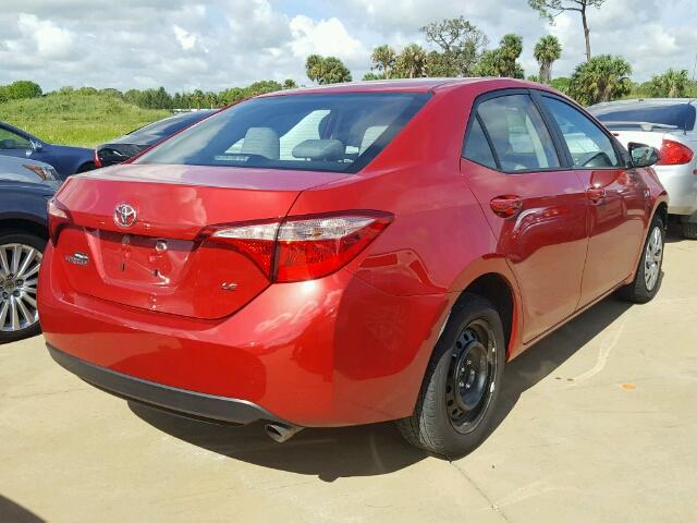 2T1BURHE5HC780306 - 2017 TOYOTA COROLLA RED photo 4