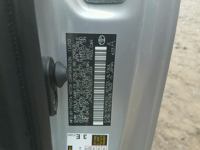 JTKJF5C7XB3012434 - 2011 TOYOTA SCION TC Gümüş foto 10