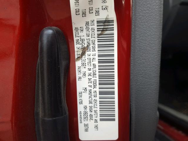 1J8HG48N46C131664 - 2006 JEEP COMMANDER RED photo 10