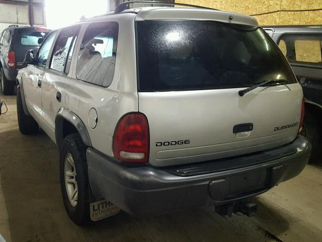 1B4HS38N02F216006 - 2002 DODGE DURANGO SP SILVER photo 3