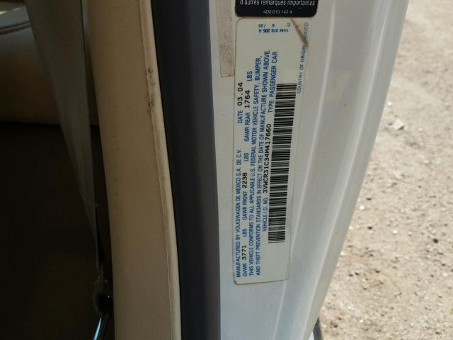 3VWCR31C34M417660 - 2004 VOLKSWAGEN NEW BEETLE 白色 照片 10