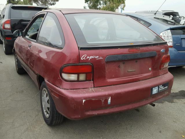 KNJLT05HXV6221562 - 1997 FORD ASPIRE MAROON photo 3