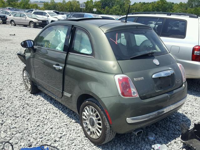3C3CFFCRXCT120053 - 2012 FIAT 500 LOUNGE GREEN photo 3