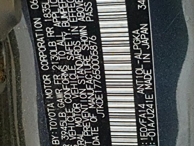 JTKDE177650005876 - 2005 TOYOTA SCION TC 石墨色 照片 10