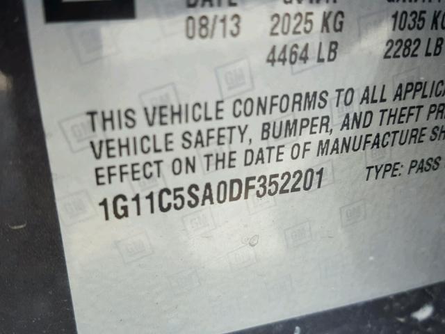 1G11C5SA0DF352201 - 2013 CHEVROLET MALIBU 1LT 灰色 照片 10