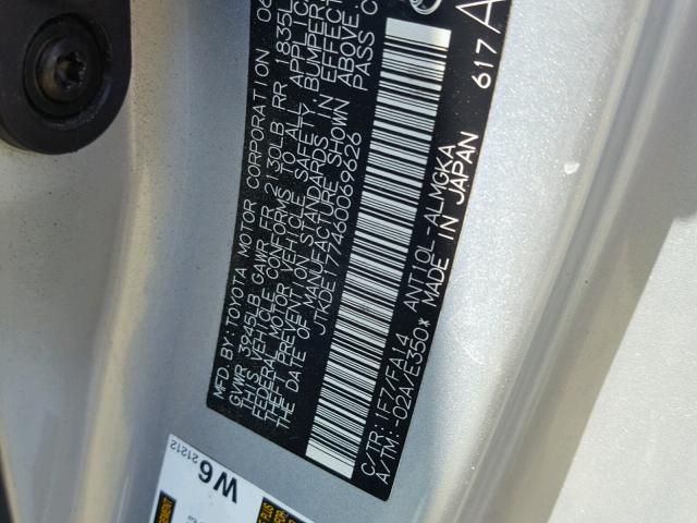 JTKDE177460069626 - 2006 TOYOTA SCION TC 灰色 照片 10