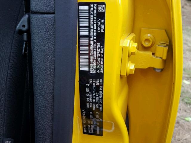 ZACCJABT3FPB37606 - 2015 JEEP RENEGADE YELLOW photo 10