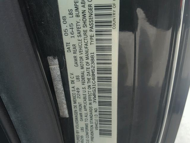 3VWRG31C48M523881 - 2008 VOLKSWAGEN NEW BEETLE BLACK photo 10