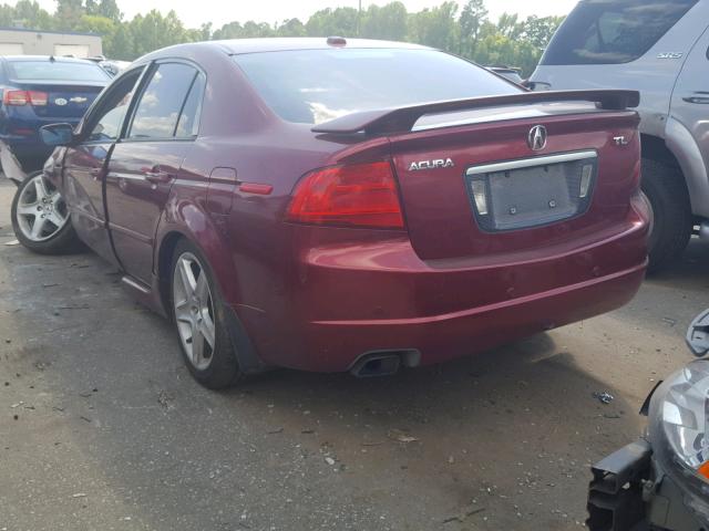 19UUA66295A045483 - 2005 ACURA TL BURGUNDY photo 3