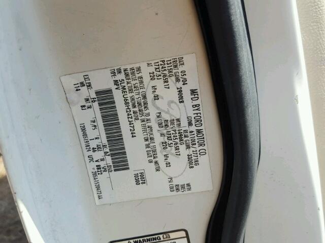 5LMEU68H24ZJ47244 - 2004 LINCOLN AVIATOR WHITE photo 10