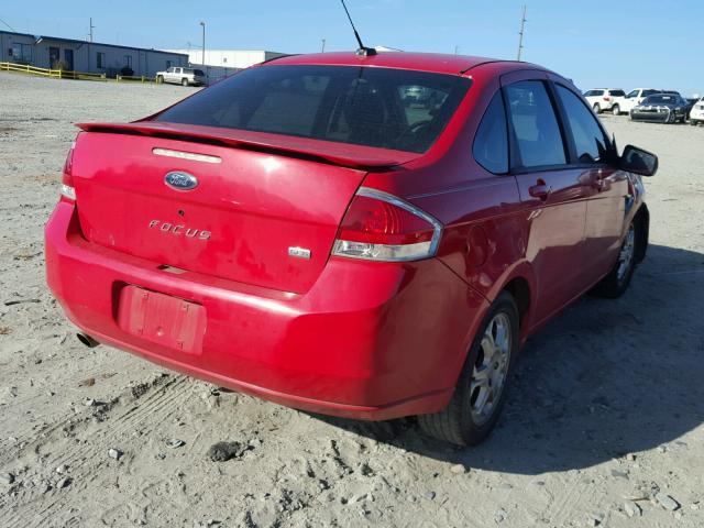 1FAHP35N78W115956 - 2008 FORD FOCUS SE RED photo 4