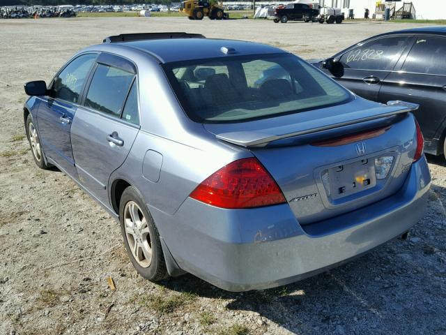 1HGCM56837A023838 - 2007 HONDA ACCORD EX BLUE photo 3