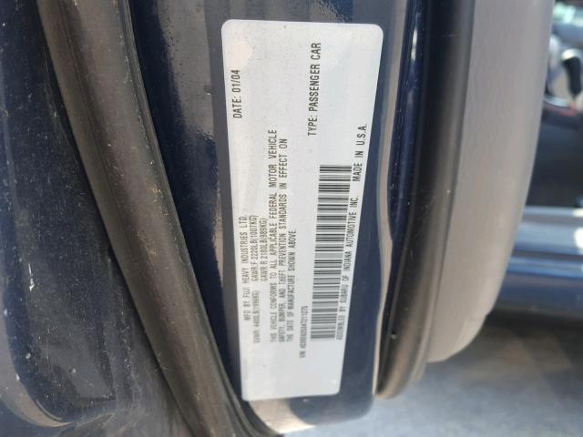 4S3BE625347211275 - 2004 SUBARU LEGACY L S BLUE photo 10