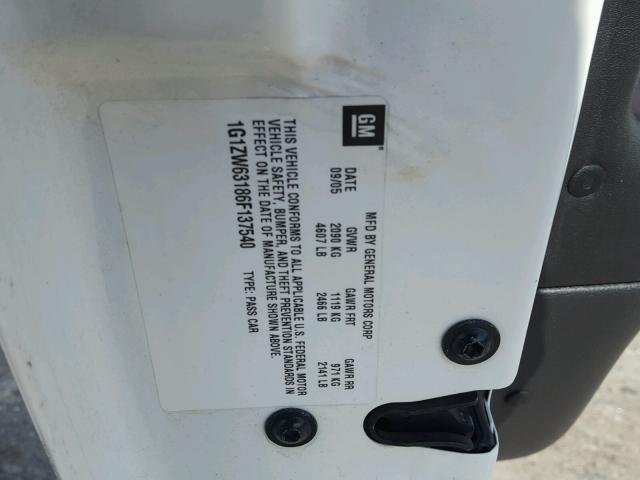 1G1ZW63186F137540 - 2006 CHEVROLET MALIBU MAX 白色 照片 10