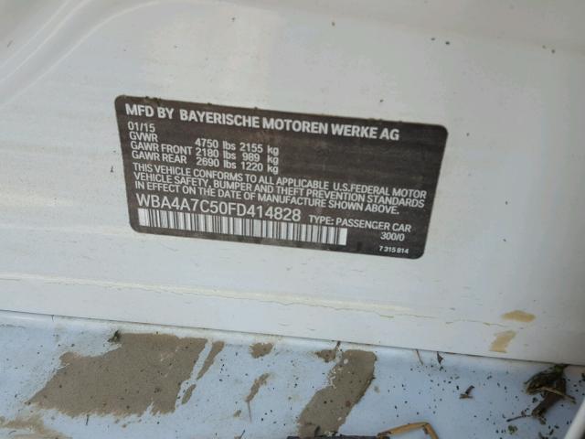 WBA4A7C50FD414828 - 2015 BMW 428 XI WHITE photo 10