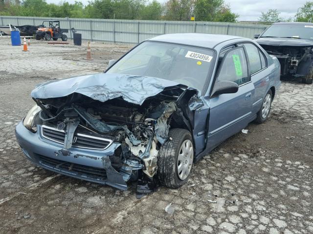 2HGEJ6610YH558106 - 2000 HONDA CIVIC BASE BLUE photo 2