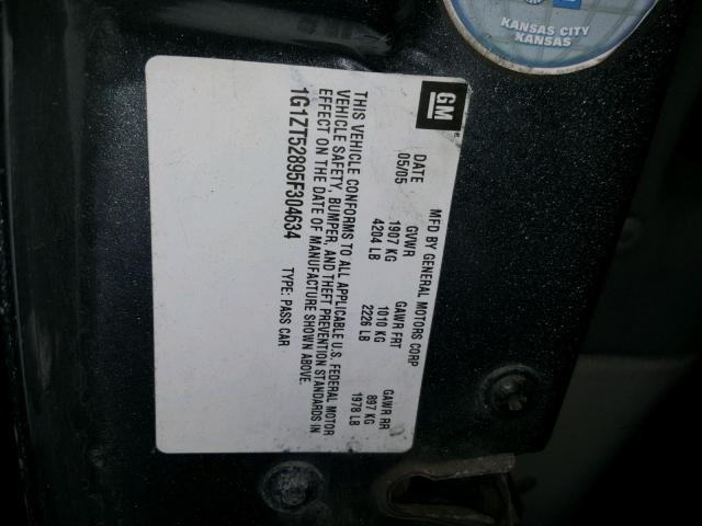 1G1ZT52895F304634 - 2005 CHEVROLET MALIBU LS ვერცხლისფერი ფოტო 10