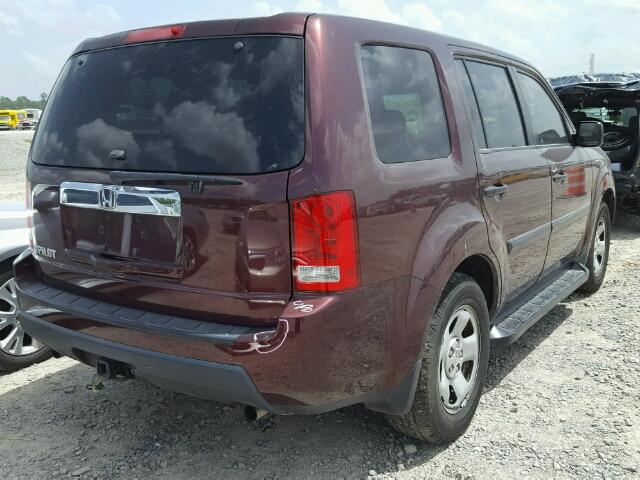 5FNYF38299B005589 - 2009 HONDA PILOT LX MAROON photo 4