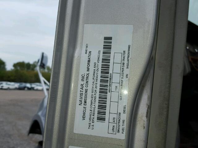 3HSDJAPR6GN180683 - 2016 INTERNATIONAL PROSTAR 银色 照片 10