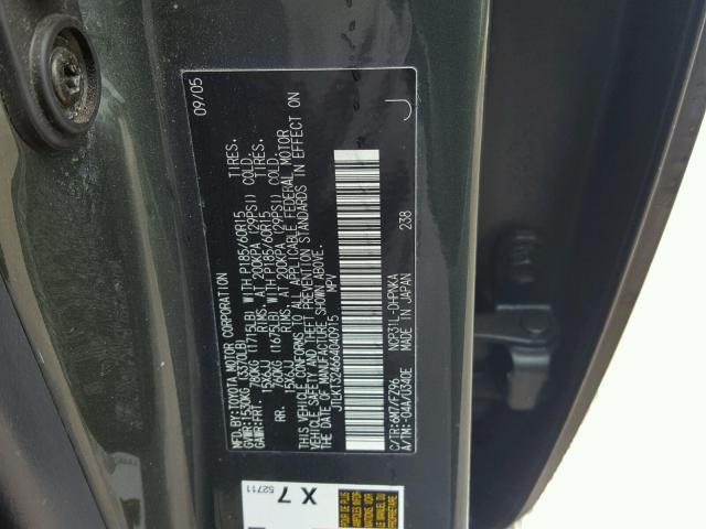 JTLKT324664040915 - 2006 TOYOTA SCION XB Жасыл фото 10