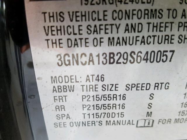 3GNCA13B29S640057 - 2009 CHEVROLET HHR LS BLACK photo 10
