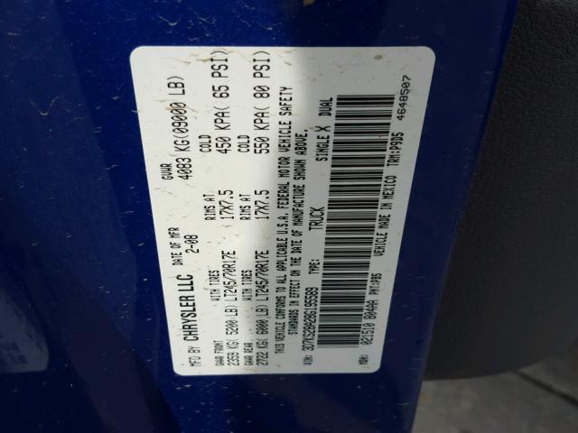 3D7KS28A28G195589 - 2008 DODGE RAM 2500 S BLUE photo 10