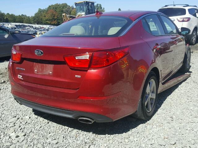 5XXGM4A70EG331219 - 2014 KIA OPTIMA LX RED photo 4