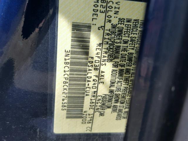 3N1BC1CP8CK276585 - 2012 NISSAN VERSA S 蓝色 照片 10