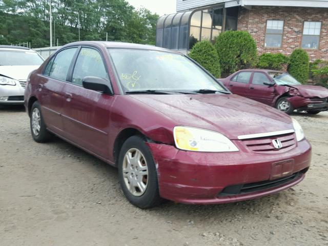 2HGES15552H528966 - 2002 HONDA CIVIC LX MAROON photo 1