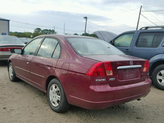 2HGES15552H528966 - 2002 HONDA CIVIC LX MAROON photo 3