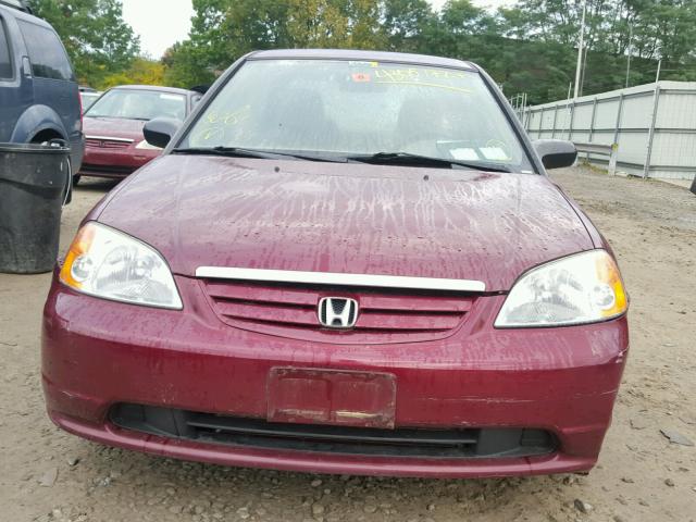 2HGES15552H528966 - 2002 HONDA CIVIC LX MAROON photo 9