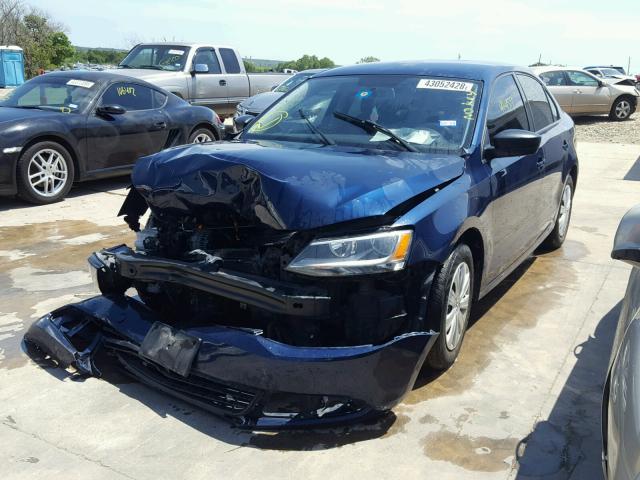 3VW2K7AJ4DM350170 - 2013 VOLKSWAGEN JETTA BASE BLUE photo 2