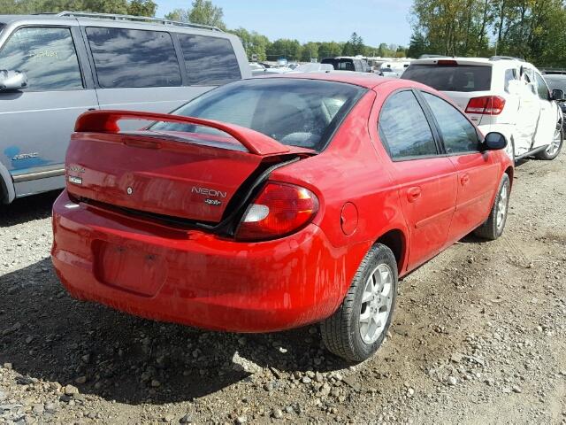 1B3ES56C42D647075 - 2002 DODGE NEON RED photo 4