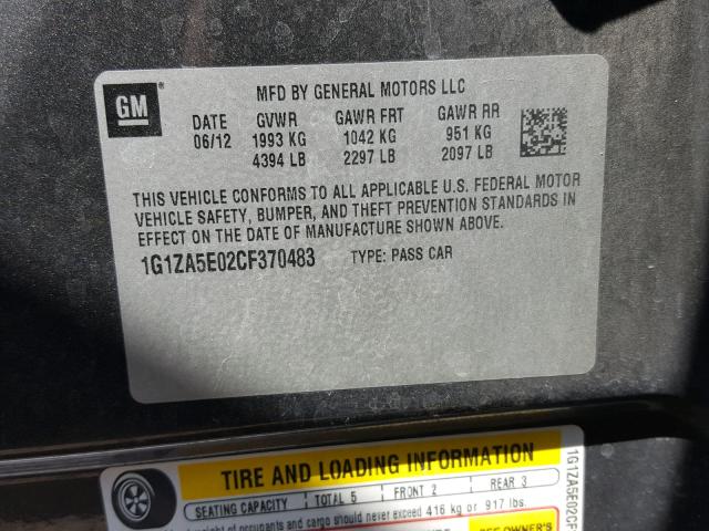 1G1ZA5E02CF370483 - 2012 CHEVROLET MALIBU LS გრაფიტი ფოტო 10