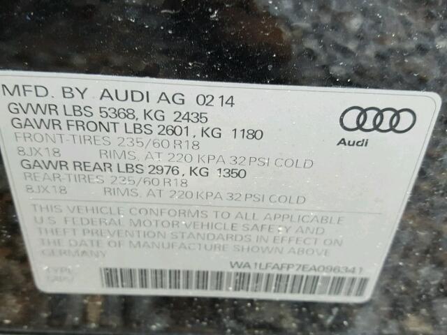 WA1LFAFP7EA096341 - 2014 AUDI Q5 BLACK photo 10