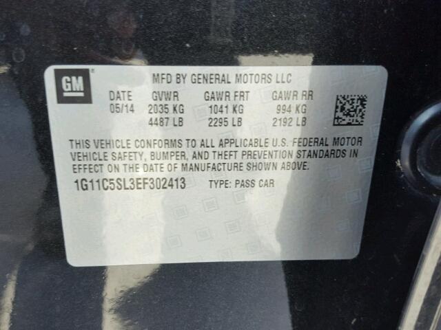 1G11C5SL3EF302413 - 2014 CHEVROLET MALIBU 1LT 黑色 照片 10